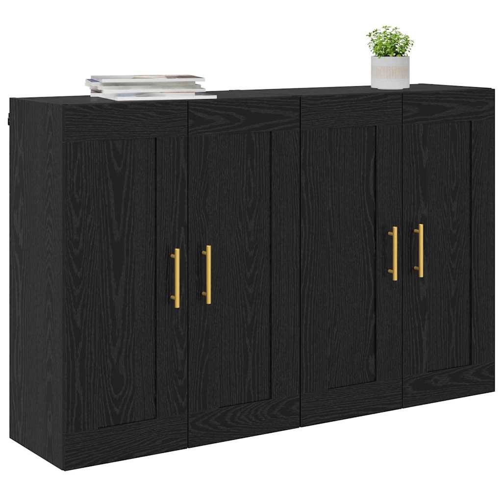 vidaXL Wandmontierter Schrank 2 pcs Schwarz Eichen-Optik Holzwerkstoff