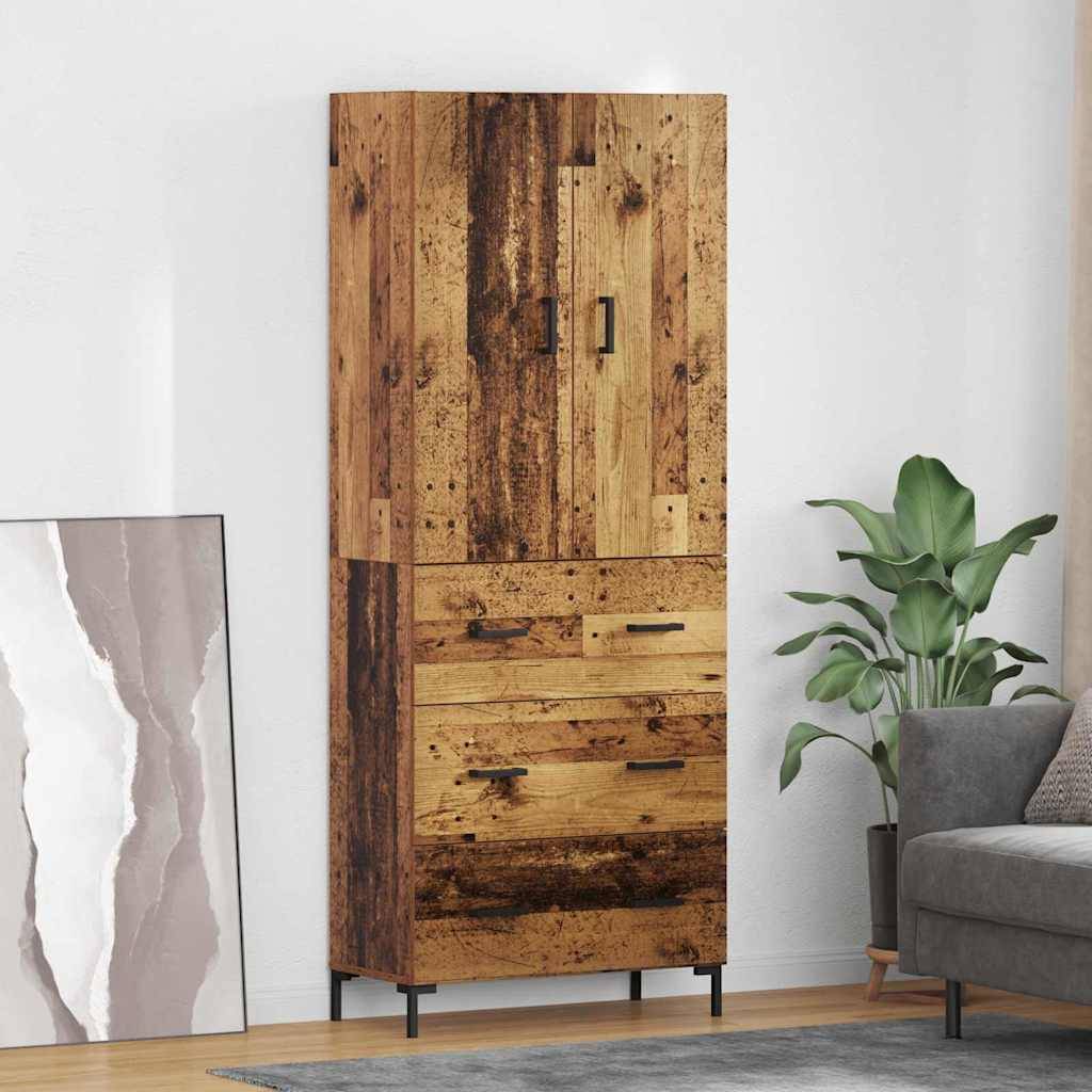 vidaXL Highboard Wandmontiert Altholz 69,5 x 34 x 180 cm Holzwerkstoff