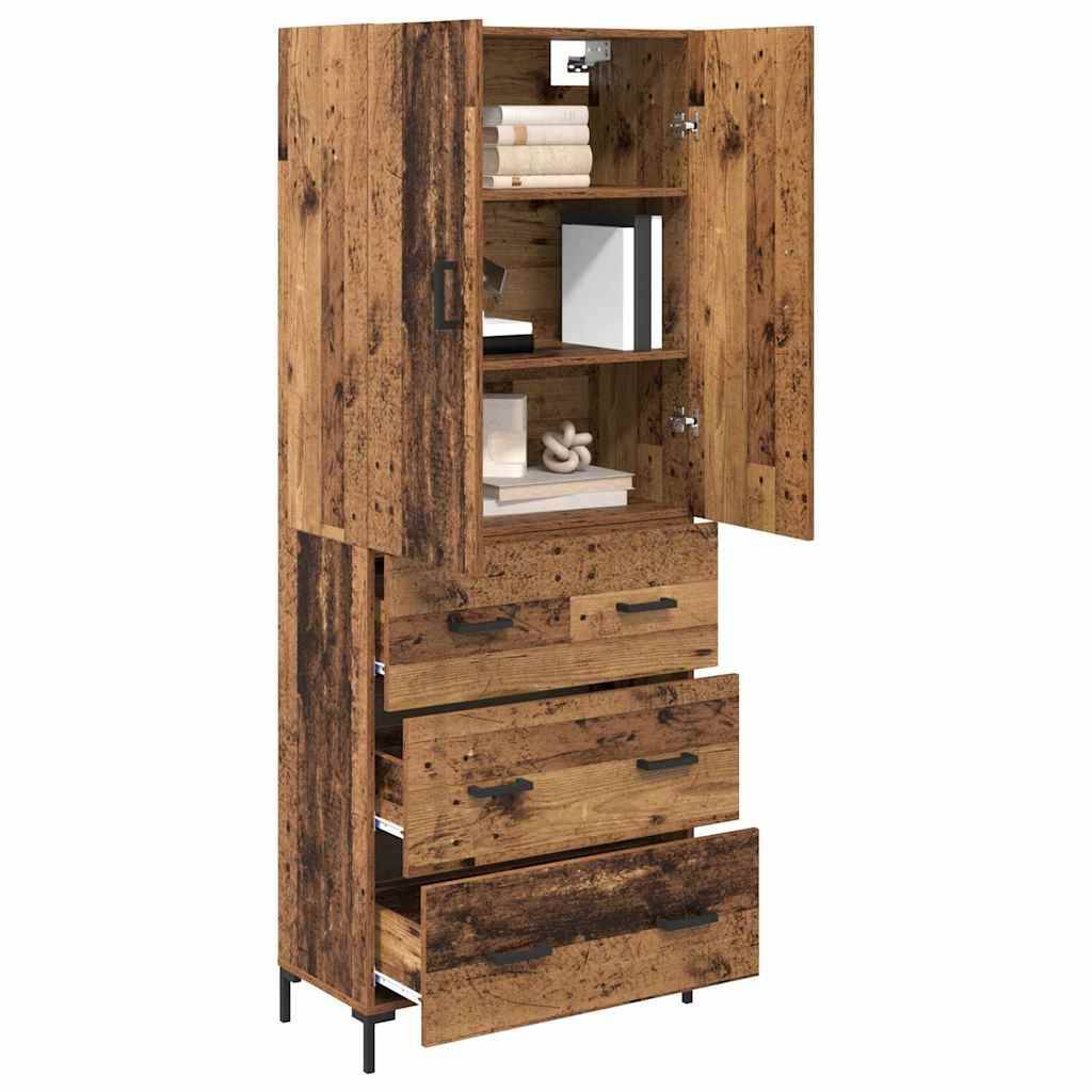 vidaXL Highboard Wandmontiert Altholz 69,5 x 34 x 180 cm Holzwerkstoff