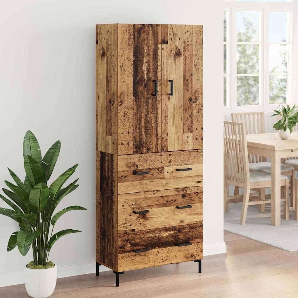 vidaXL Highboard Wandmontiert Altholz 69,5 x 34 x 180 cm Holzwerkstoff