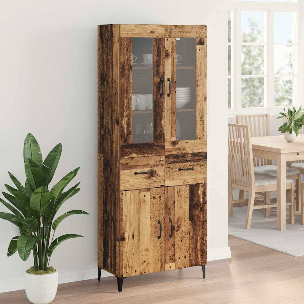 vidaXL Highboard Wandmontiert Altholz 69,5 x 34 x 180 cm Holzwerkstoff