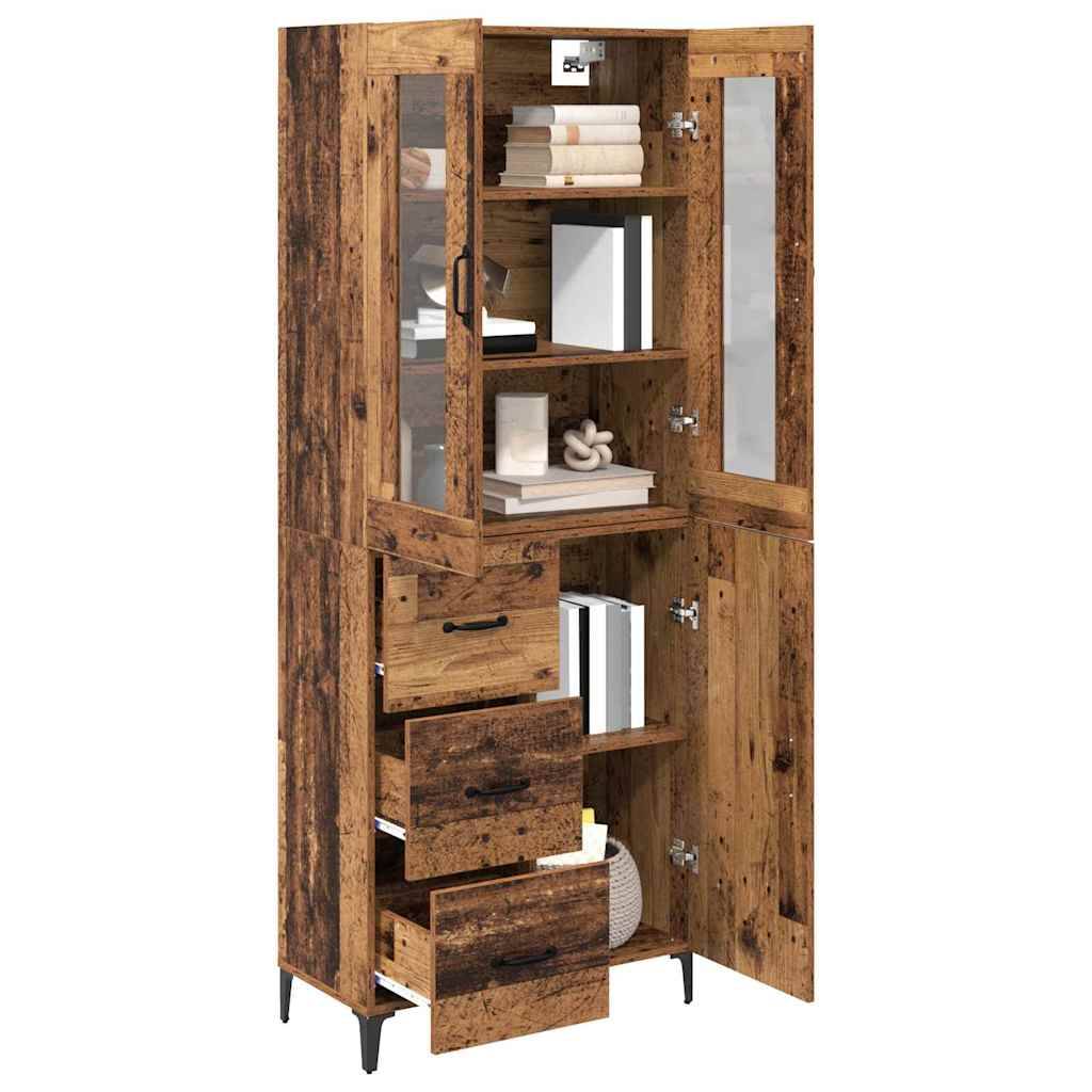 vidaXL Highboard Wandmontiert Altholz 69,5 x 34 x 180 cm Holzwerkstoff