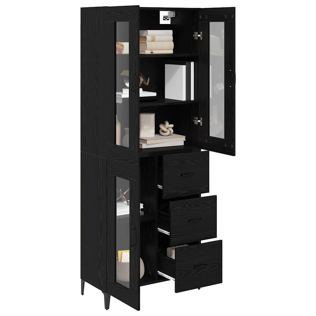 vidaXL Highboard Schwarz Eichen-Optik 69,5 x 34 x 180 cm Holzwerkstoff
