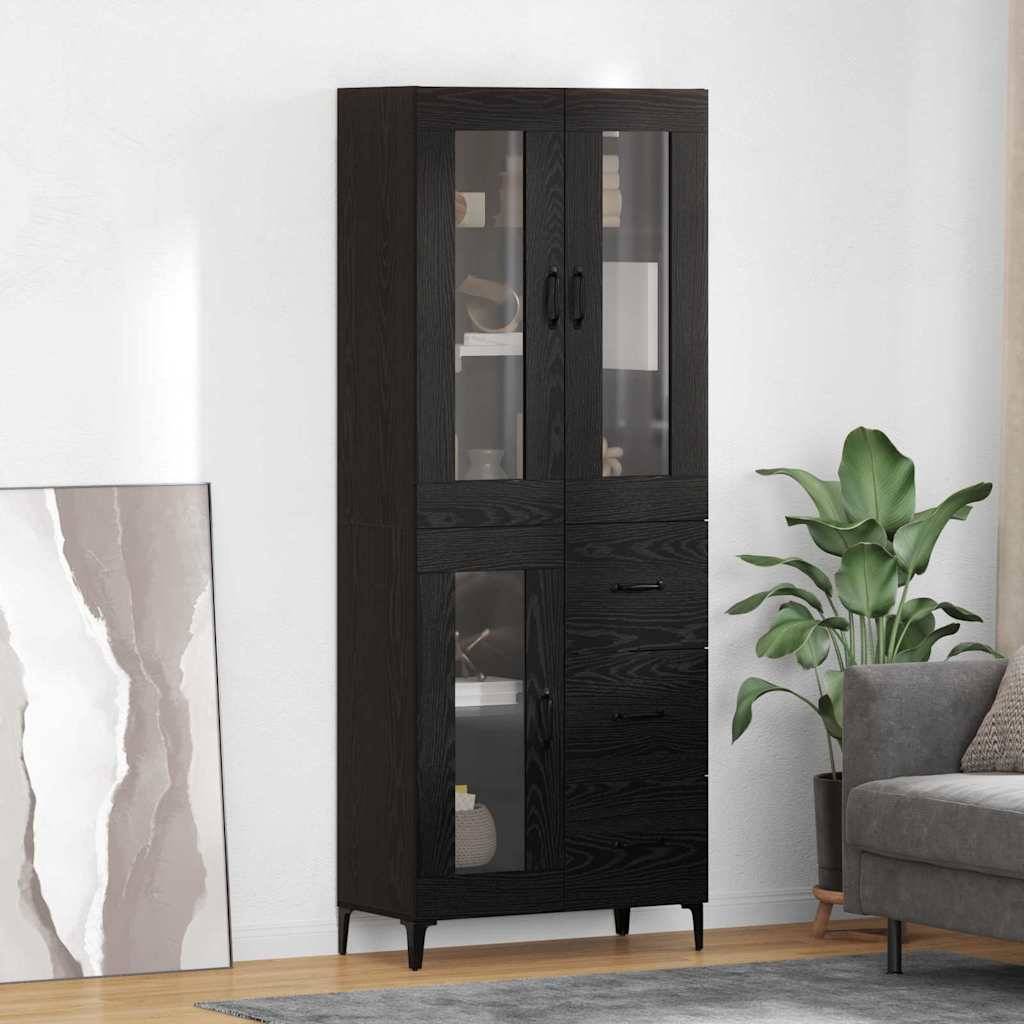 vidaXL Highboard Schwarz Eichen-Optik 69,5 x 34 x 180 cm Holzwerkstoff