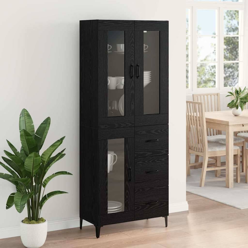 vidaXL Highboard Schwarz Eichen-Optik 69,5 x 34 x 180 cm Holzwerkstoff