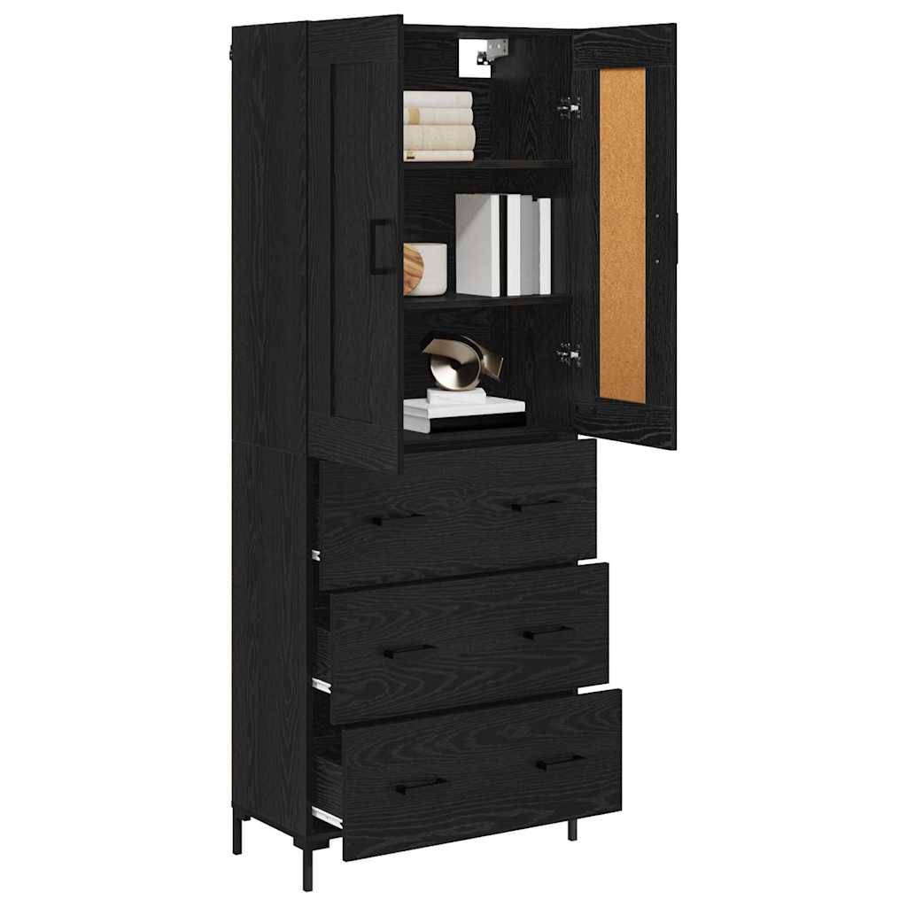 vidaXL Highboard 2 pcs Schwarz Eichen-Optik Holzwerkstoff