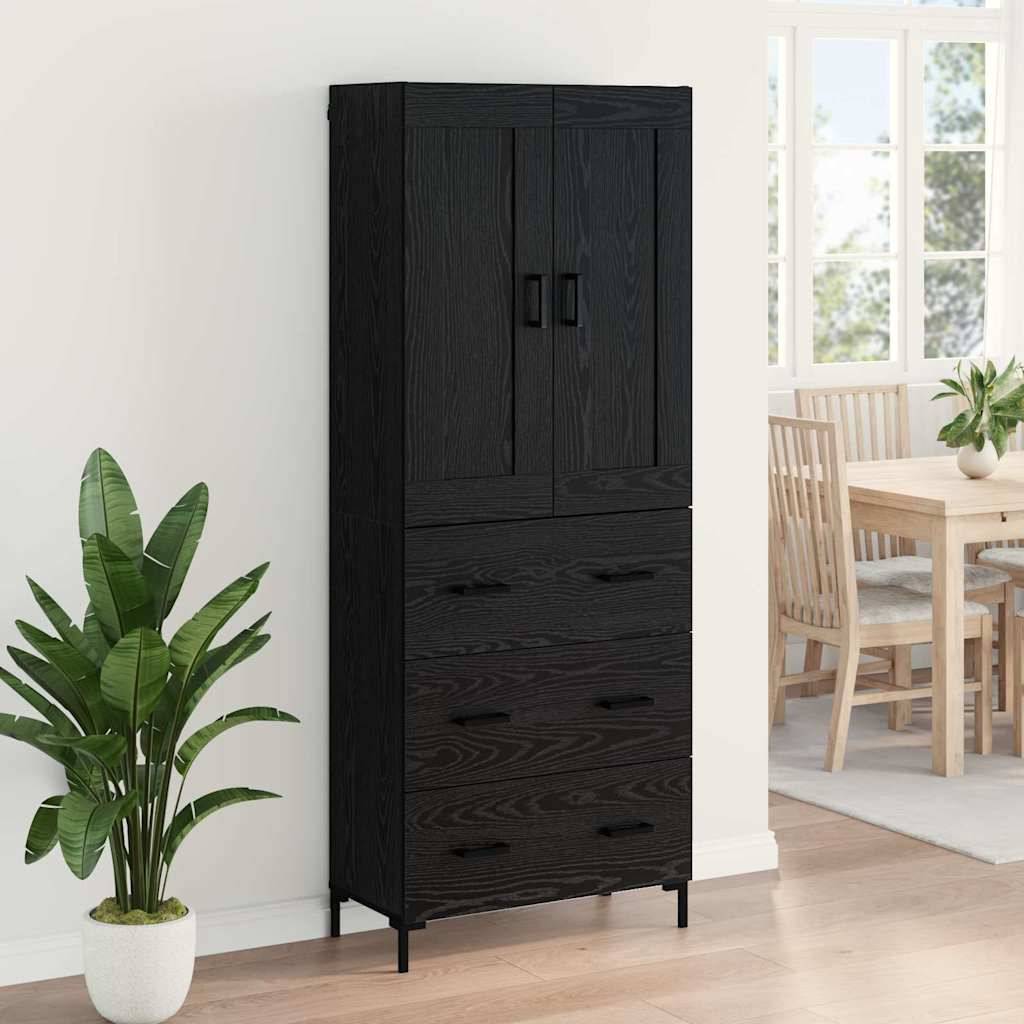 vidaXL Highboard 2 pcs Schwarz Eichen-Optik Holzwerkstoff