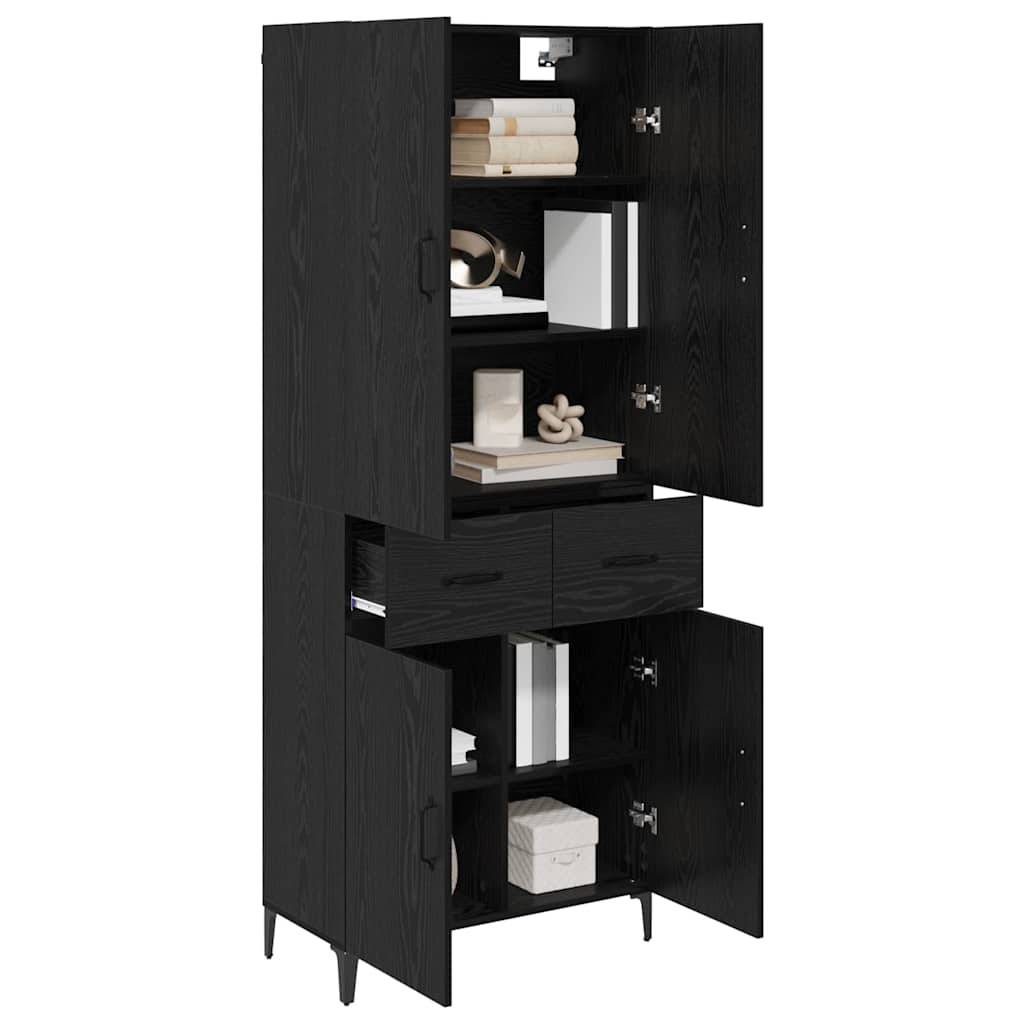 vidaXL Highboard Schwarz Eichen-Optik 69,5 x 34 x 180 cm Holzwerkstoff