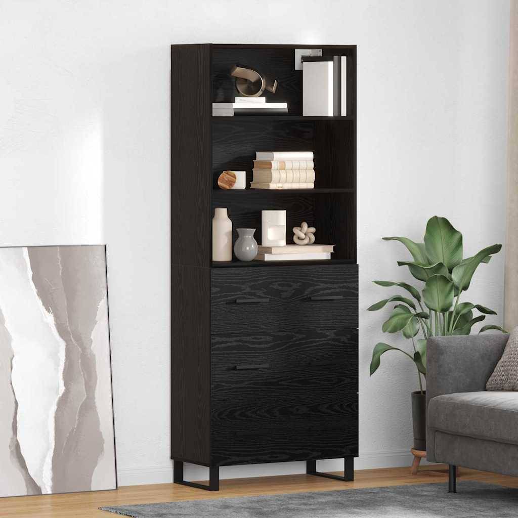 vidaXL Highboard 2 pcs Schwarz Eichen-Optik Holzwerkstoff
