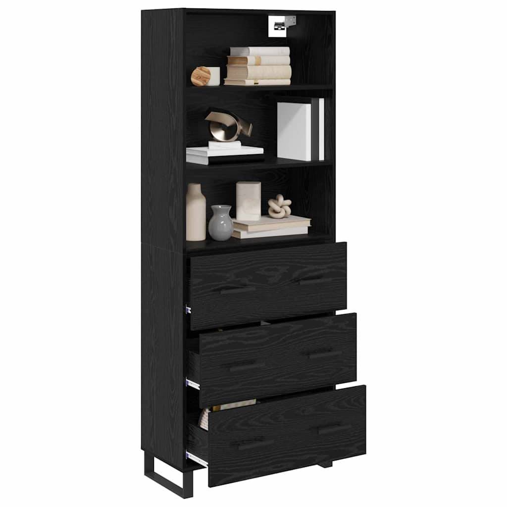 vidaXL Highboard 2 pcs Schwarz Eichen-Optik Holzwerkstoff