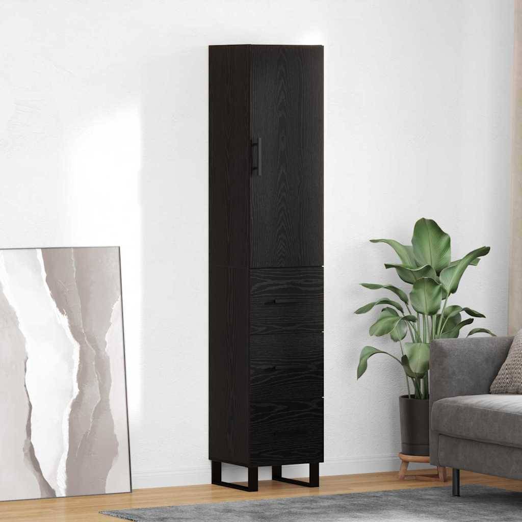 vidaXL Highboard Schwarz Eichen-Optik 34,5 x 34 x 180 cm Holzwerkstoff