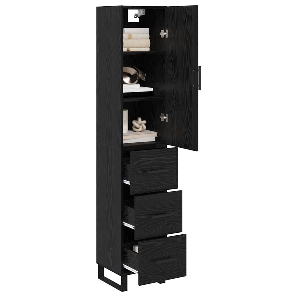 vidaXL Highboard Schwarz Eichen-Optik 34,5 x 34 x 180 cm Holzwerkstoff