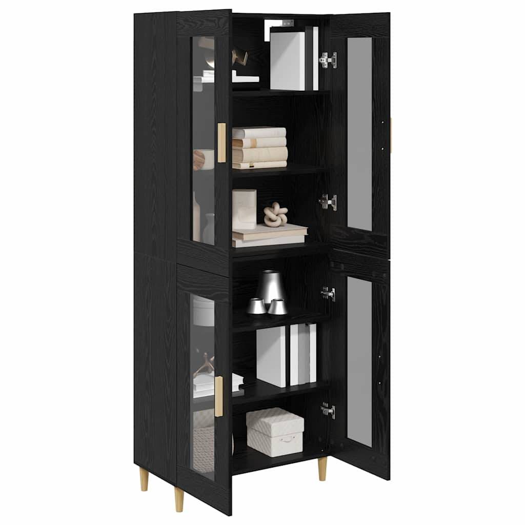 vidaXL Highboard Schwarz Eichen-Optik 69,5 x 34 x 180 cm Holzwerkstoff