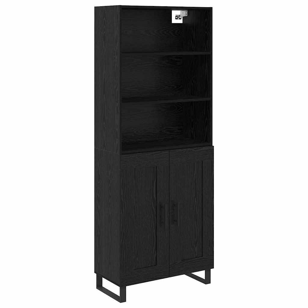 vidaXL Highboard 2 pcs Schwarz Eichen-Optik Holzwerkstoff