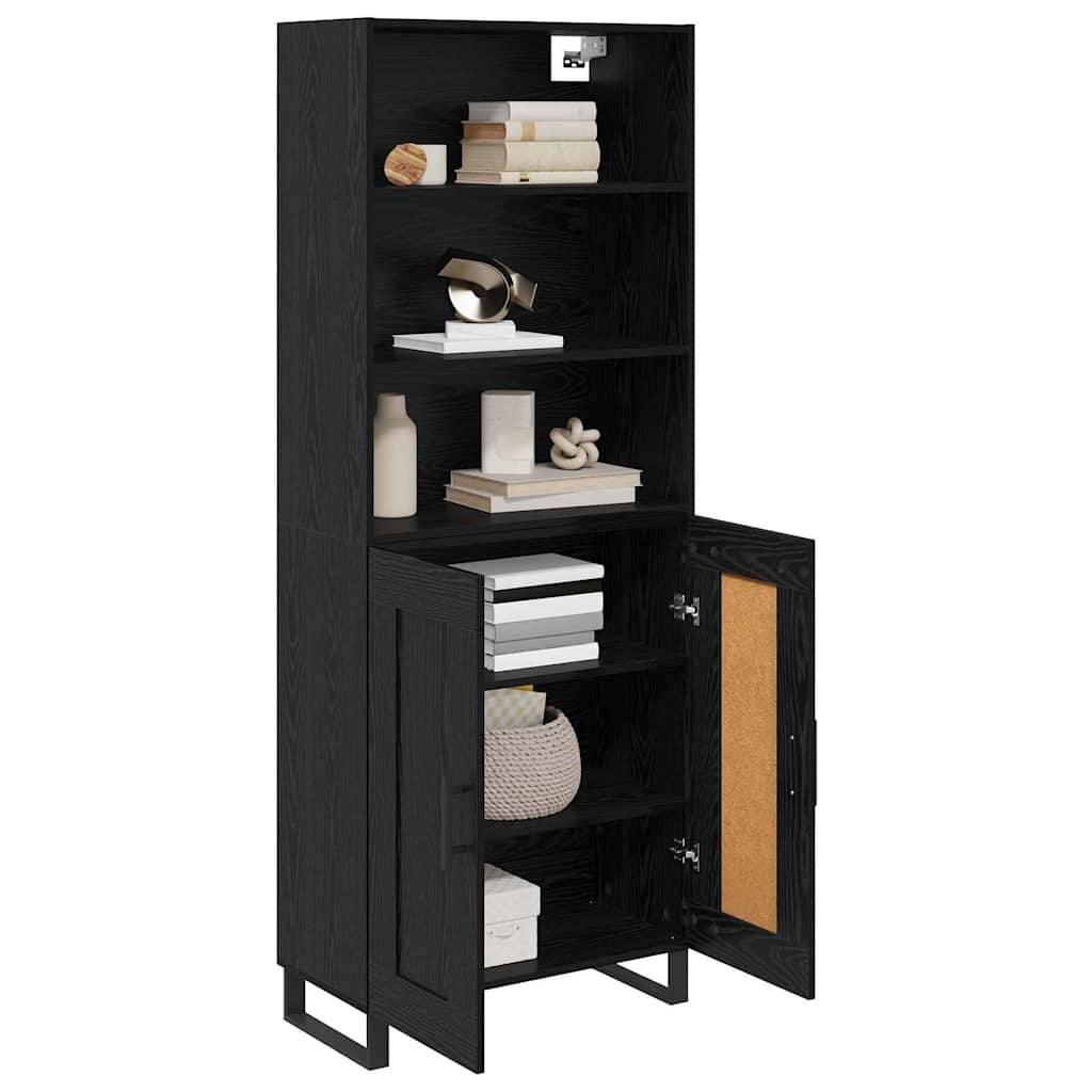 vidaXL Highboard 2 pcs Schwarz Eichen-Optik Holzwerkstoff