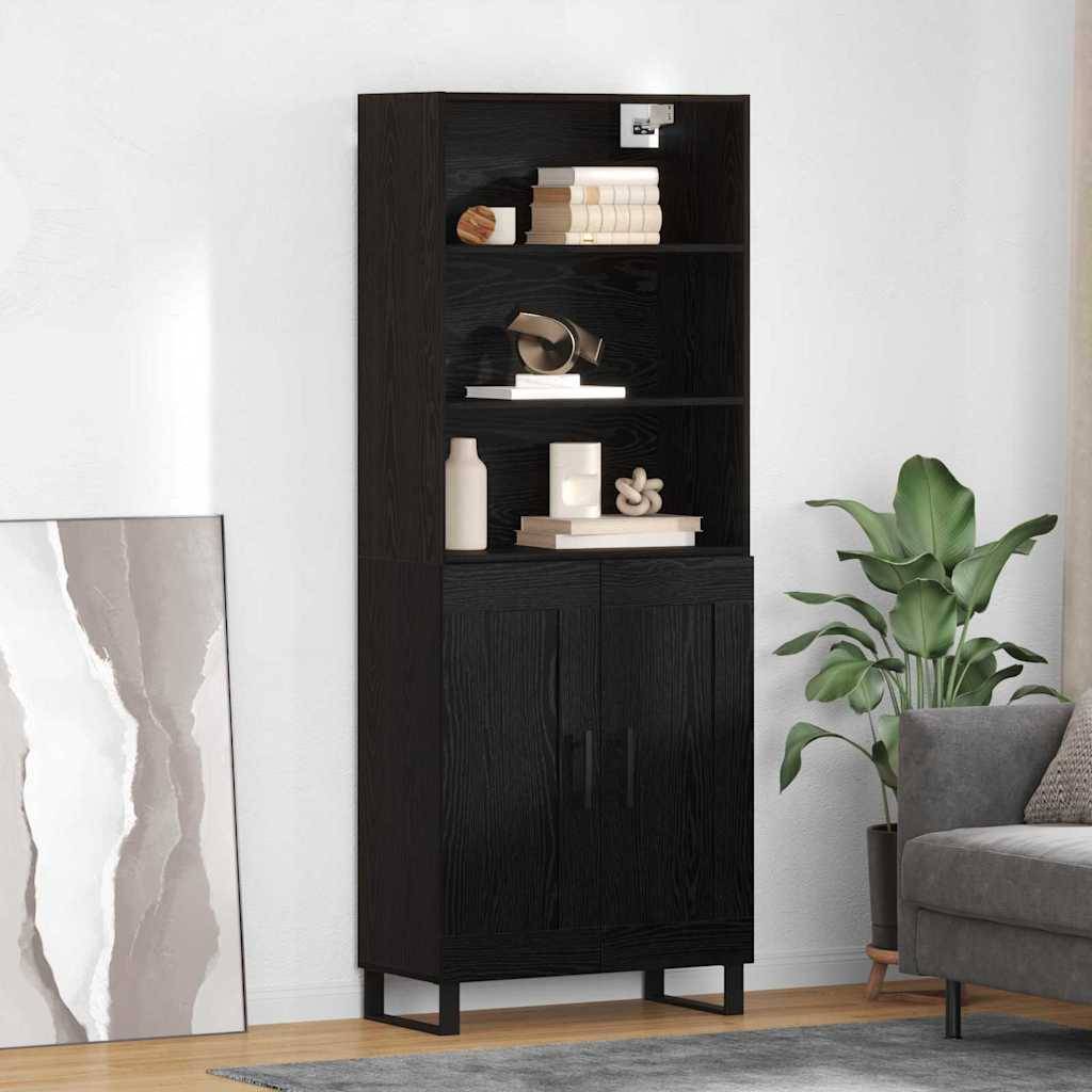 vidaXL Highboard 2 pcs Schwarz Eichen-Optik Holzwerkstoff