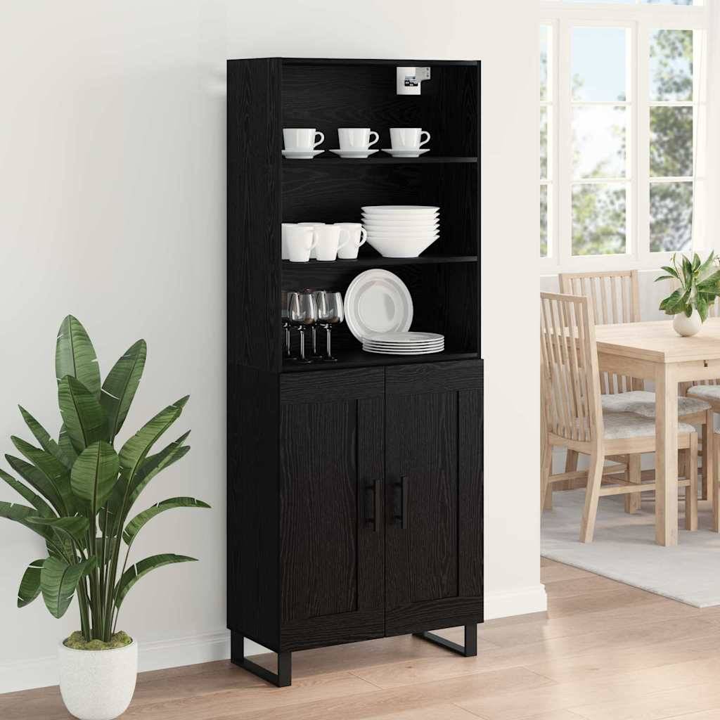 vidaXL Highboard 2 pcs Schwarz Eichen-Optik Holzwerkstoff