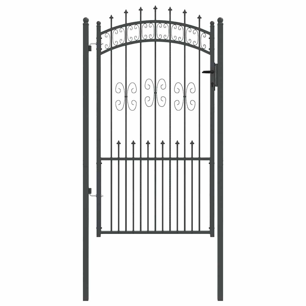 vidaXL Zauntor mit Speer-Top mit Schloss Grau 103 x 175 cm Stahl