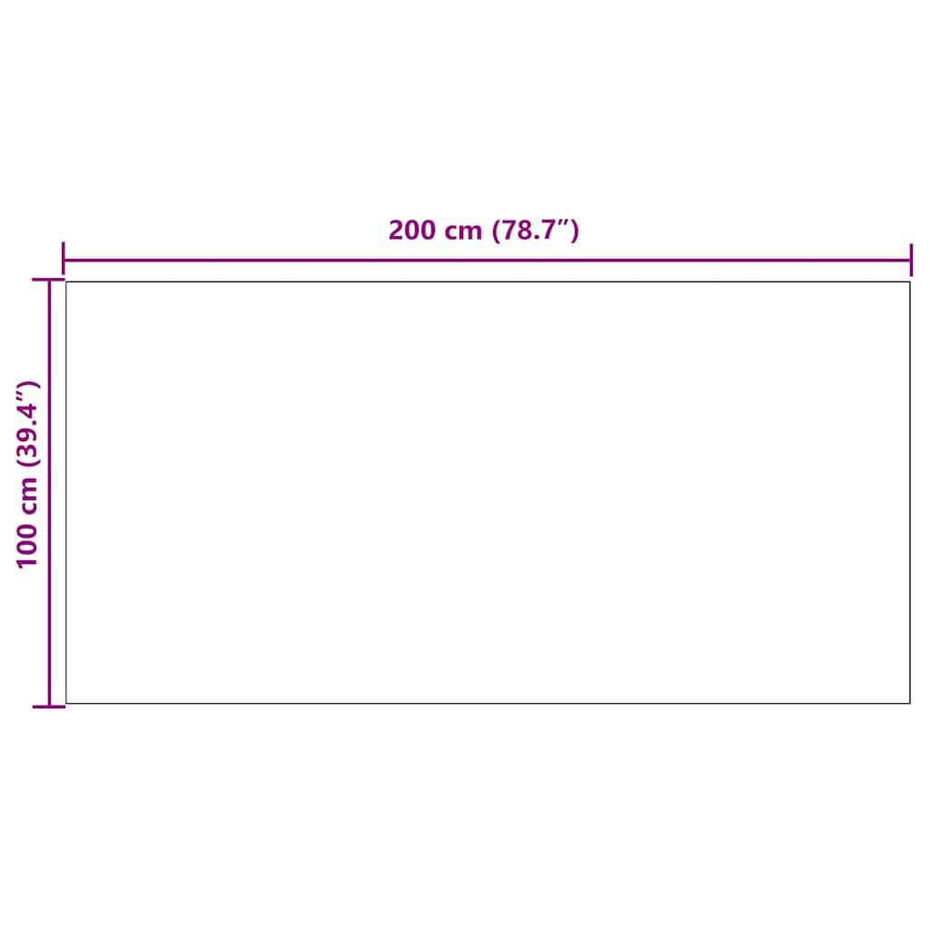 Ein rechteckiger weißer Bereich mit beschrifteten Abmessungen: 200 cm (78,7