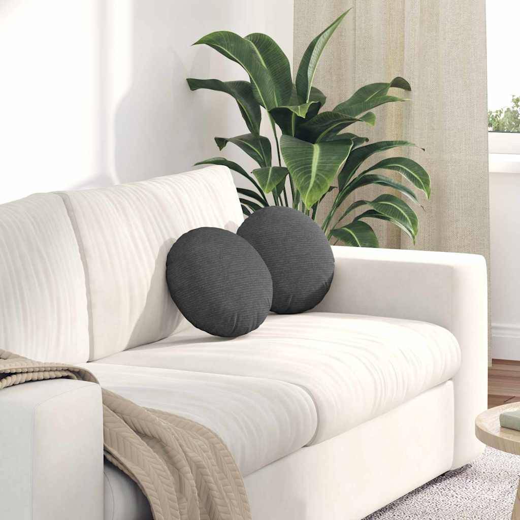 vidaXL Sitzkissen 2 pcs Dunkelgrau Ø30 x 13 cm Cordstoff