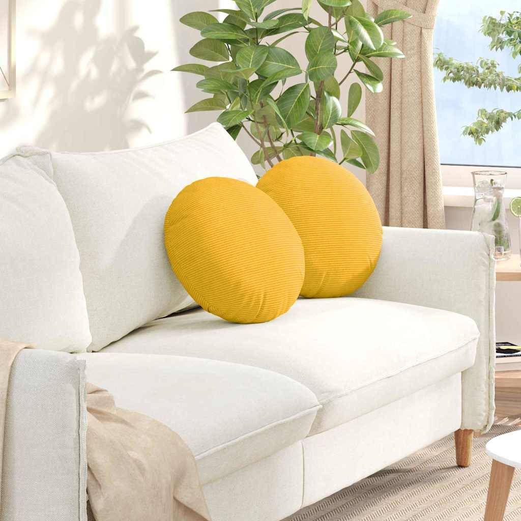 vidaXL Sitzkissen 2 pcs Helles Gelb Ø 40 cm Cordstoff