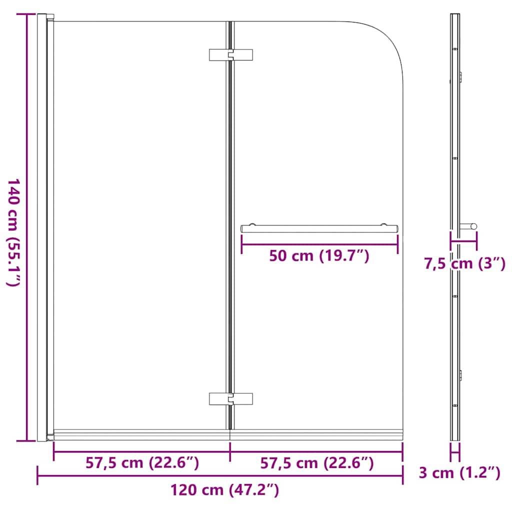Diagramm zur Darstellung der Abmessungen eines Panels: Höhe 140 cm (55,1