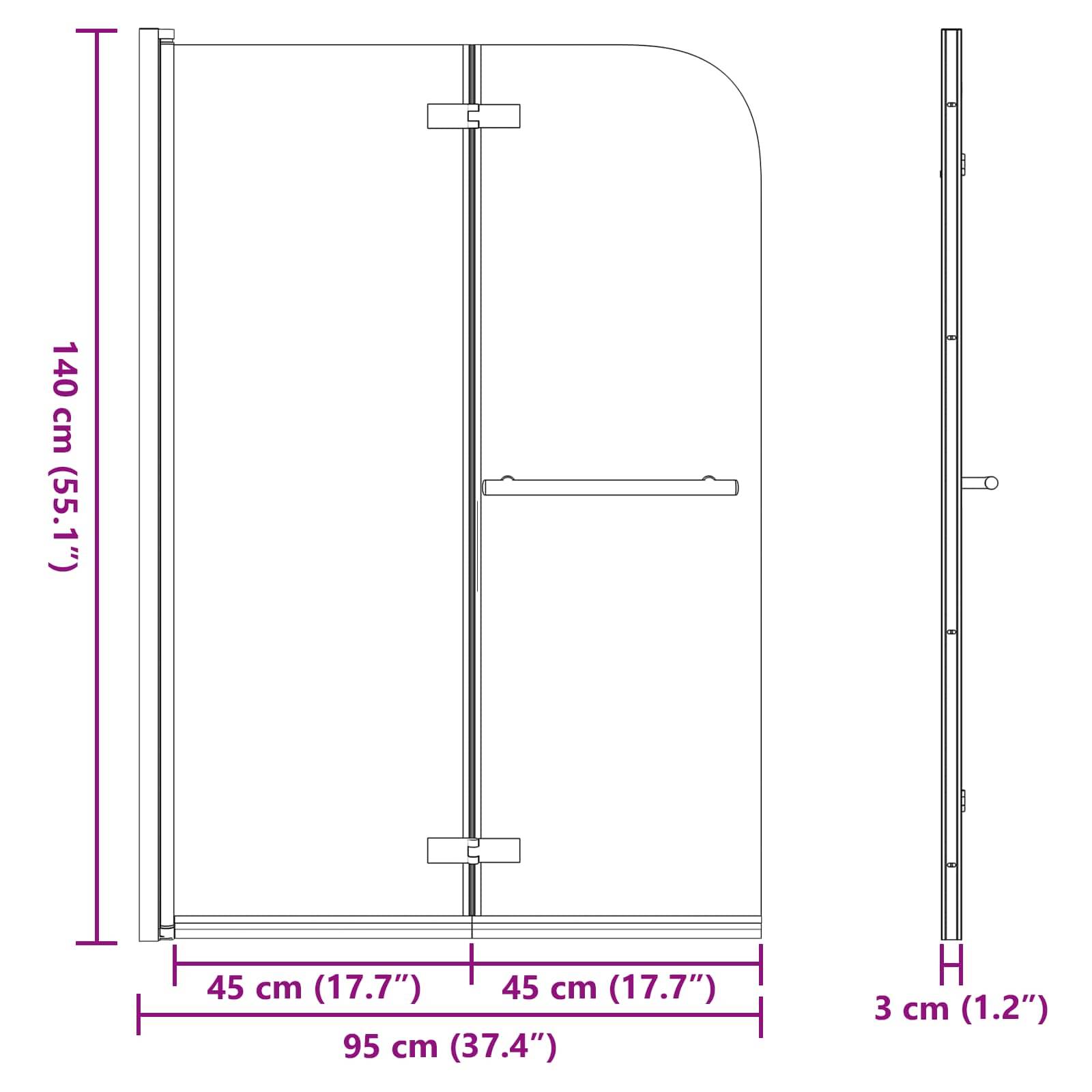 vidaXL Duschabtrennung Transparent und Gold 95 x 140 cm