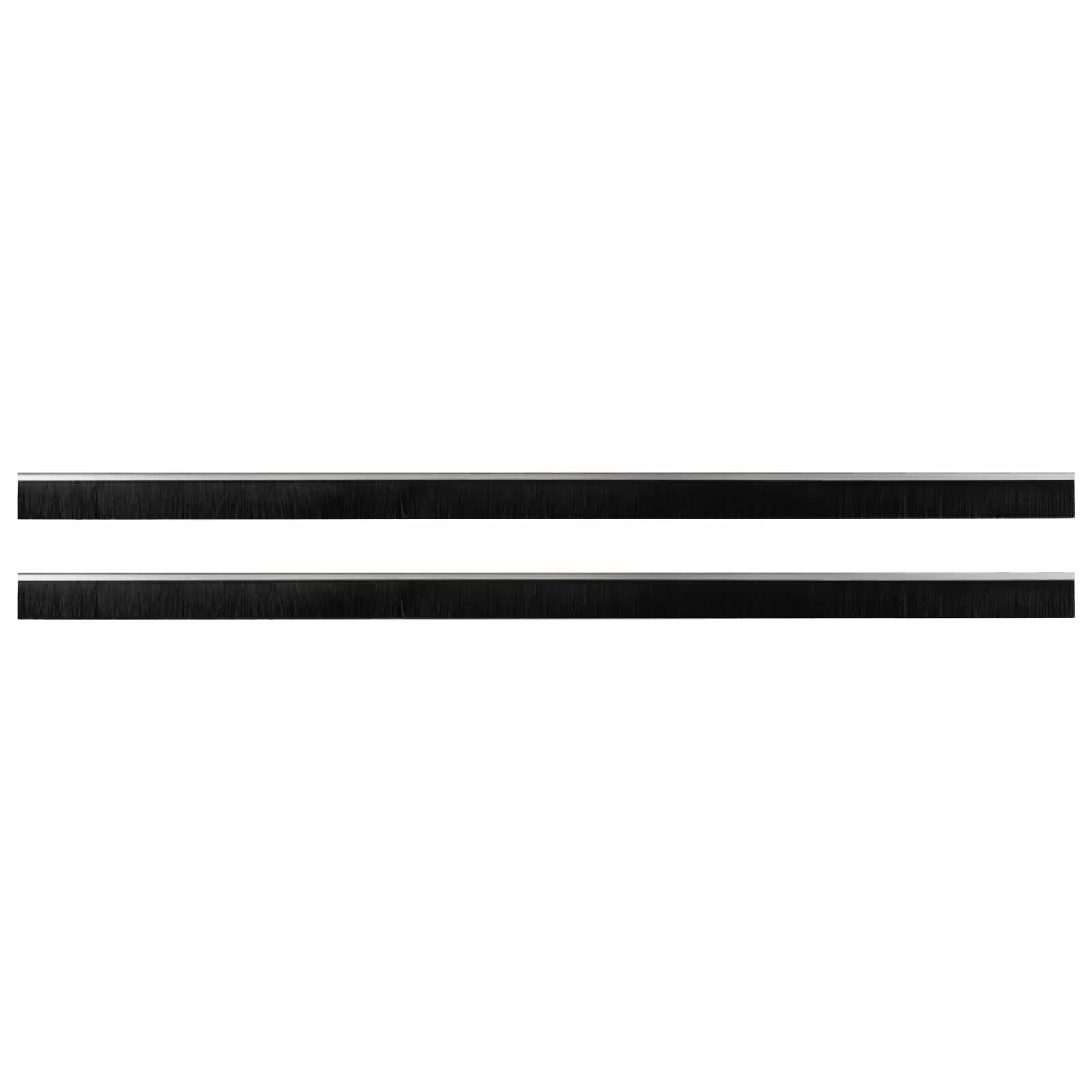 Zwei parallele schwarze Metallstreifen auf weißem Hintergrund, wahrscheinlich magnetische Halterungen für Werkzeuge oder Küchenutensilien.