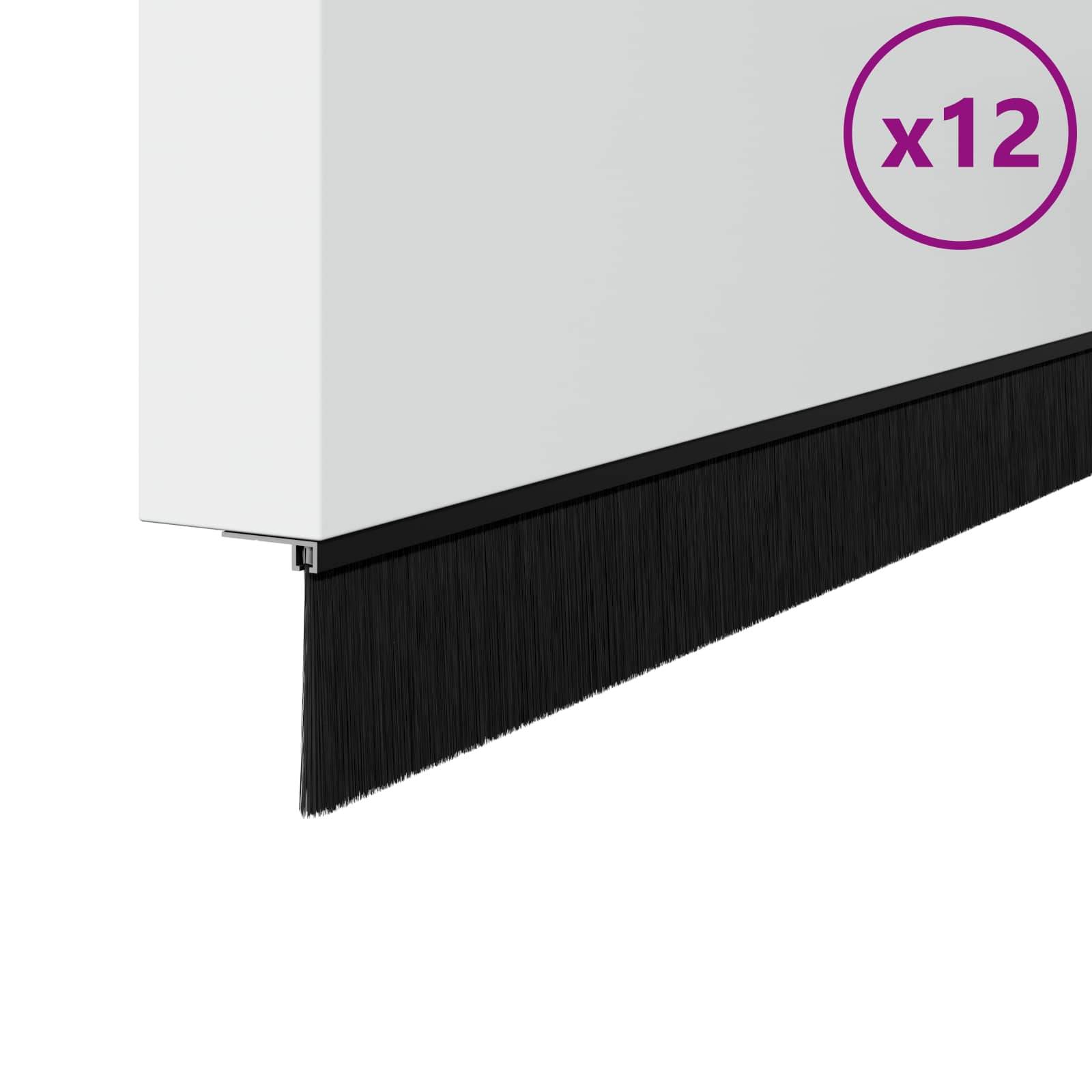 vidaXL Selbstklebende Türbürstendichtungen 12 pcs Schwarz 100 cm