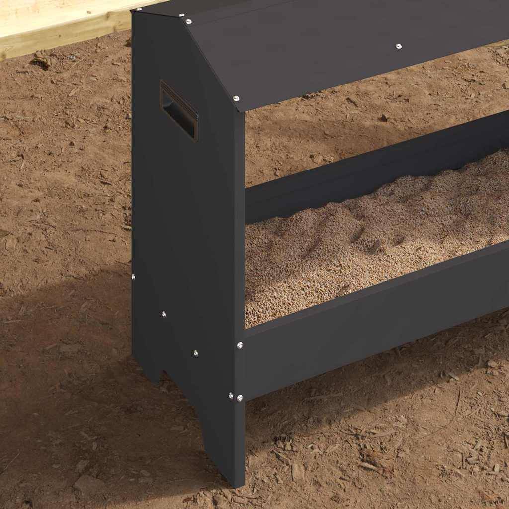 vidaXL Hühnerfütterungsrinne Schwarz 81 x 32 x 53,5 cm