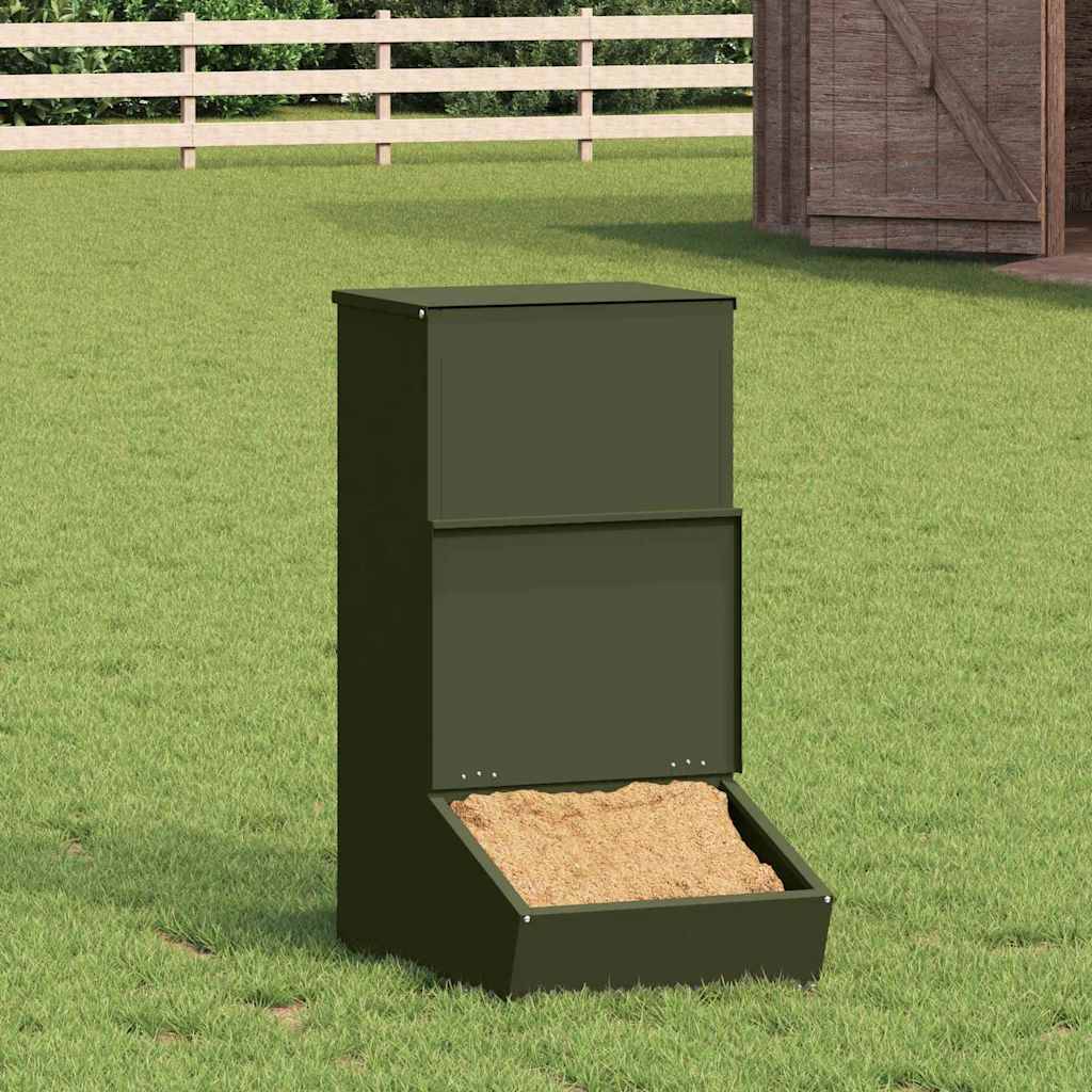 vidaXL Schweinfutterspender Olive Grün 55 x 38 x 76 cm