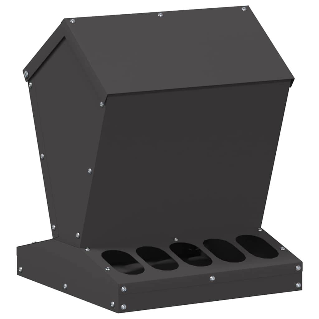 vidaXL Hühnerfütterer Schwarz 30 x 30 x 39 cm Kaltgewalzter Stahl