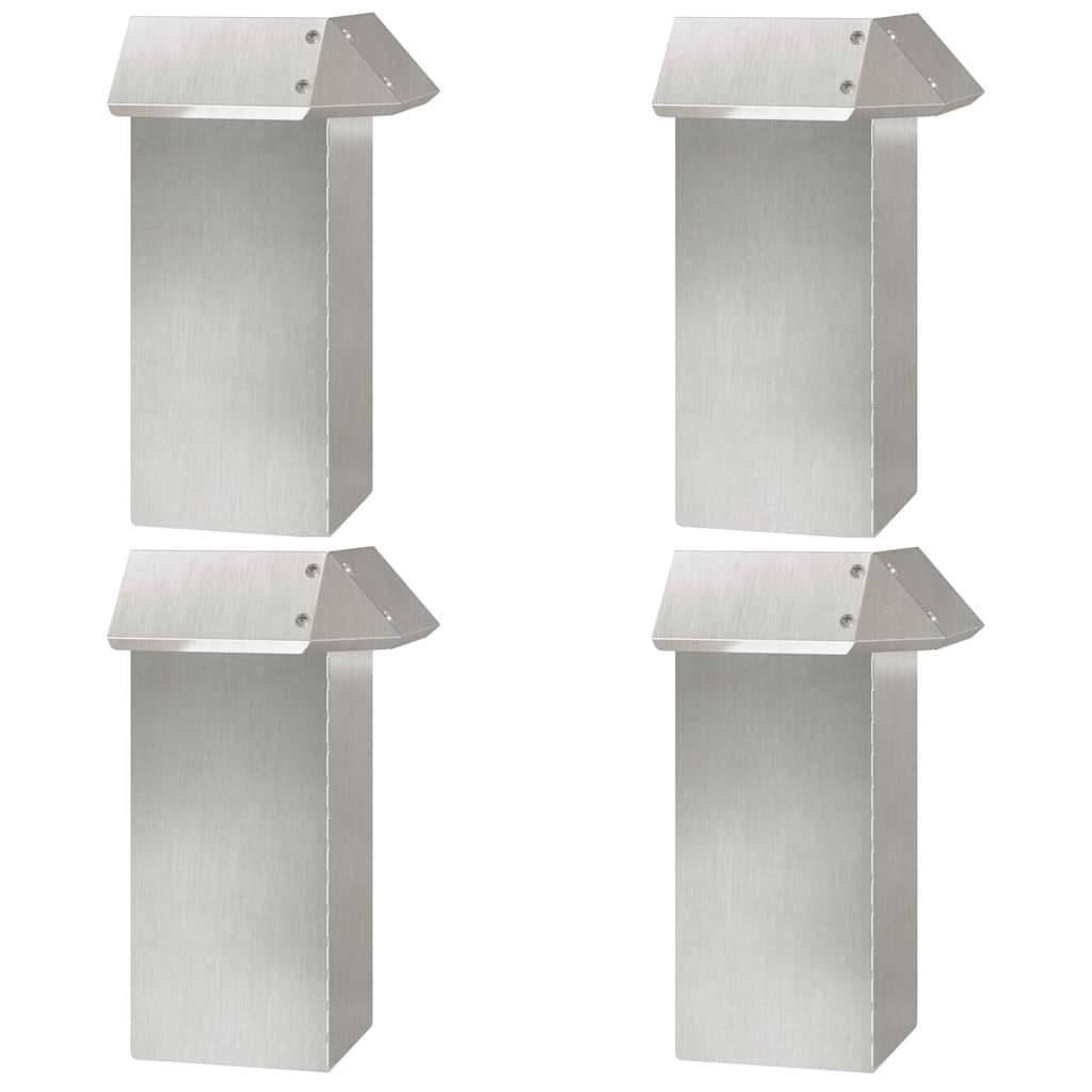 vidaXL Schneckenzaun 4 pcs Silber 13,5 x 13,5 x 25 cm Edelstahl
