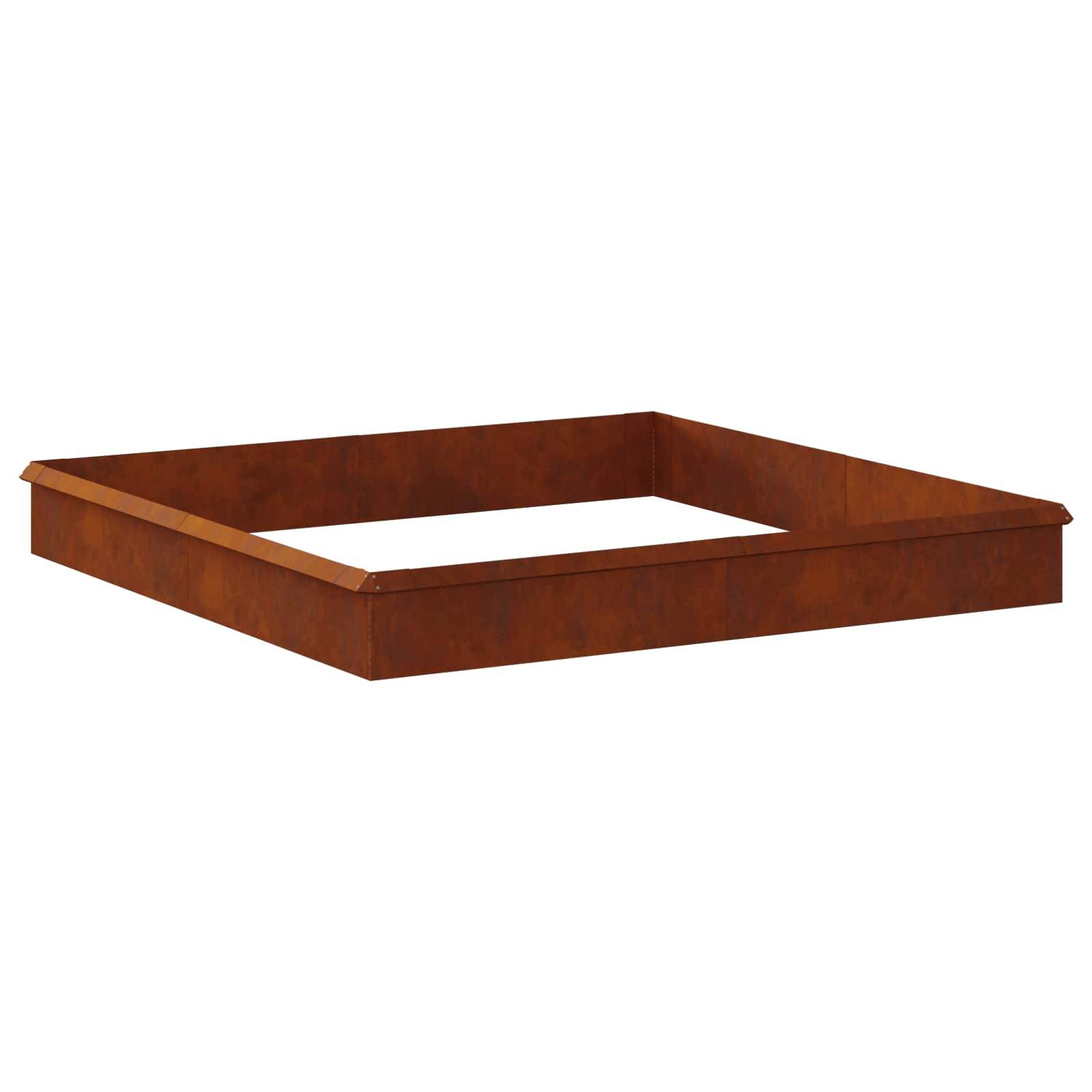 Ein Holzrahmen mit quadratischer Form und polierter Oberfläche, aus einer Schrägperspektive gezeigt.