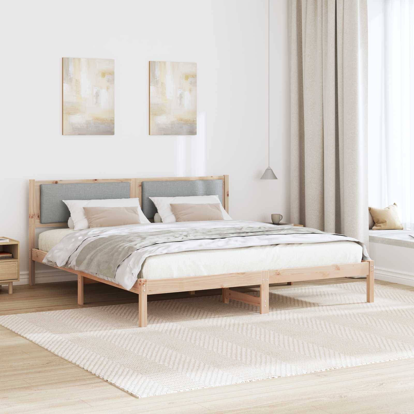 vidaXL Bettrahmen Hellgrau 180 x 200 cm Massives Kiefernholz