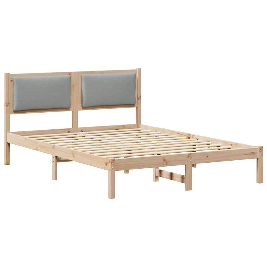 vidaXL Bettrahmen Hellgrau 140 x 190 cm Massives Kiefernholz