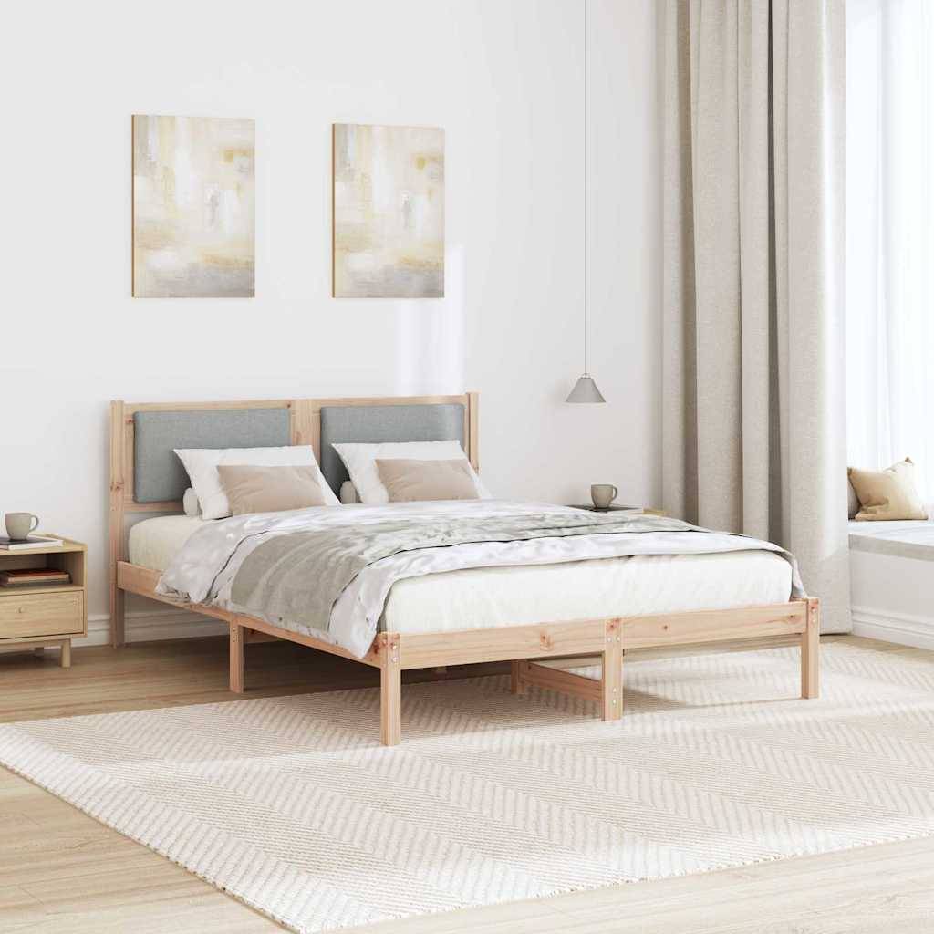 vidaXL Bettrahmen Hellgrau 140 x 190 cm Massives Kiefernholz