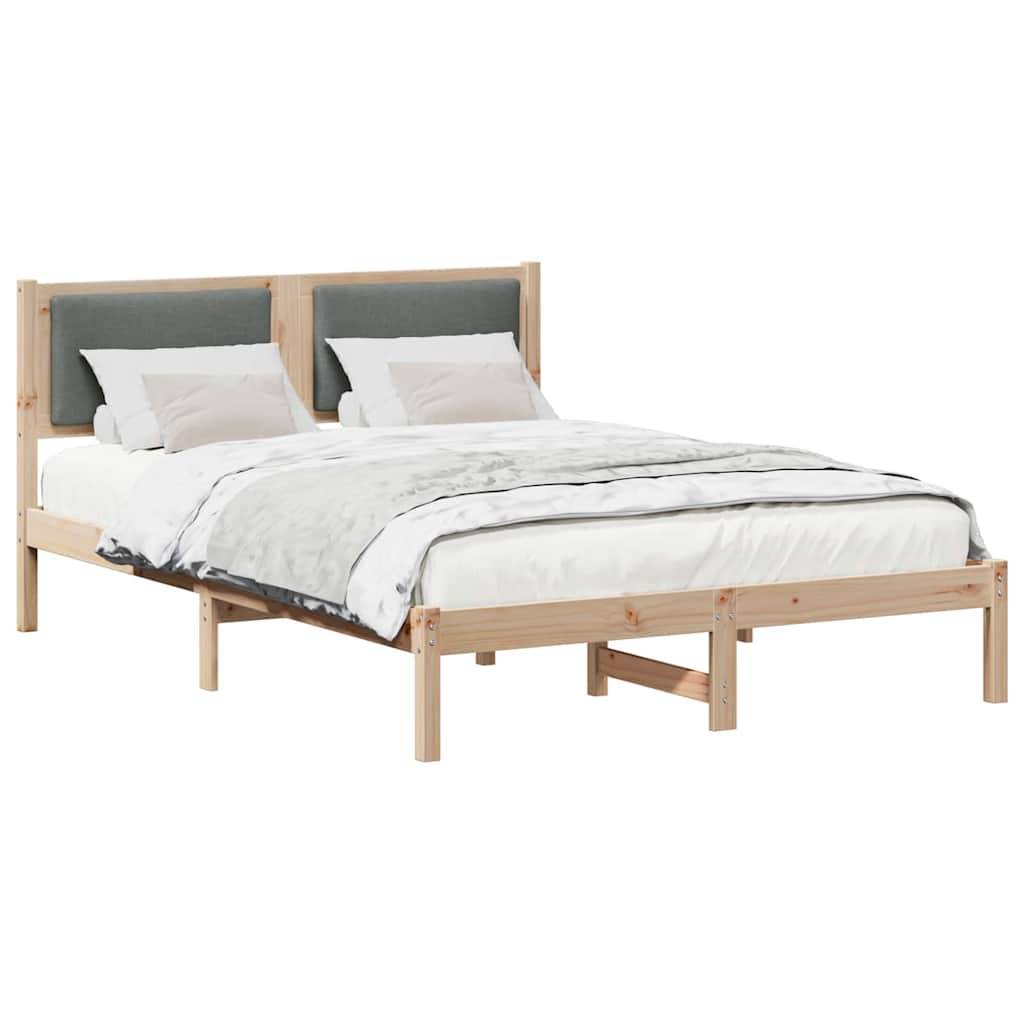 vidaXL Bettrahmen Dunkelgrau 140 x 190 cm Massives Kiefernholz
