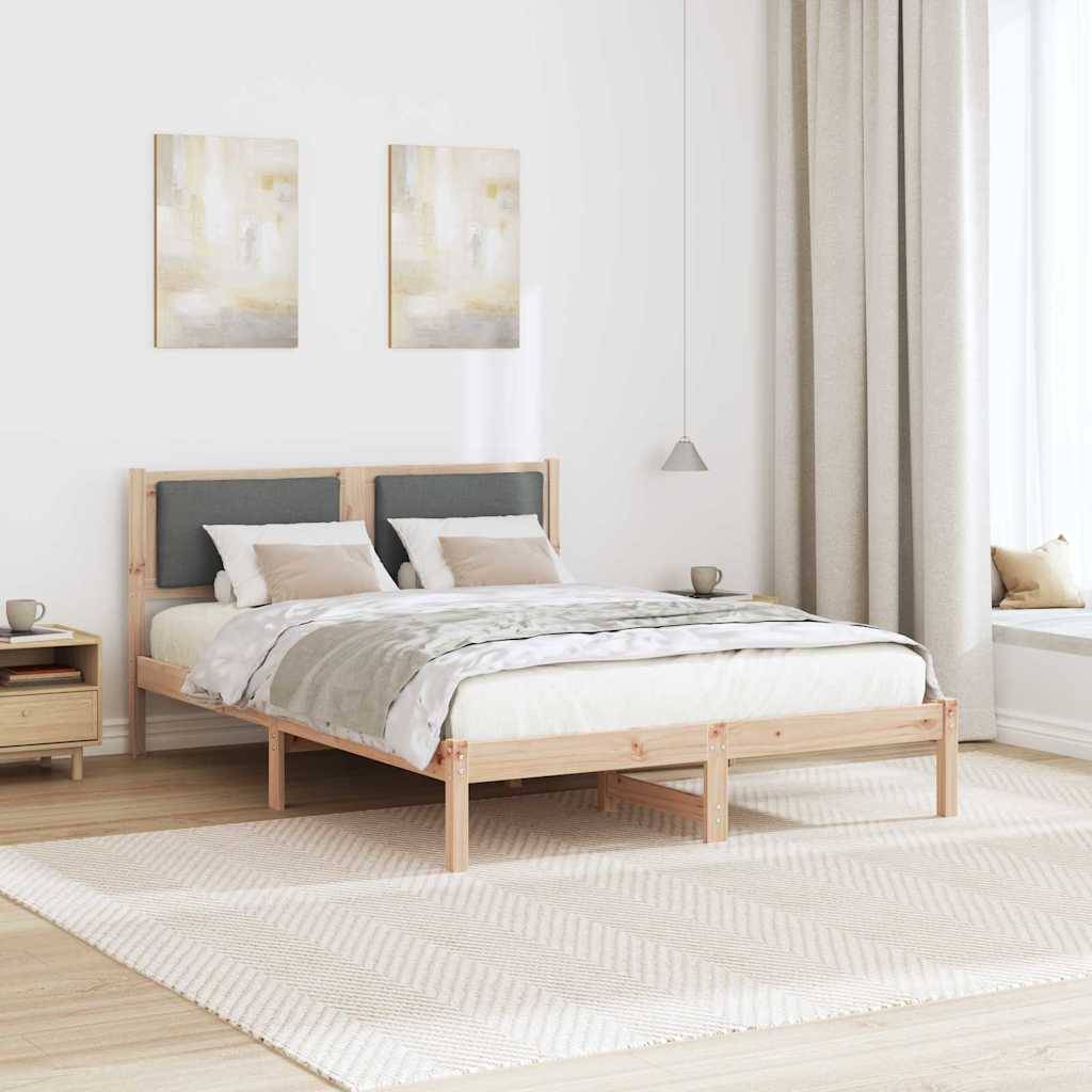 vidaXL Bettrahmen Dunkelgrau 135 x 190 cm Massives Kiefernholz