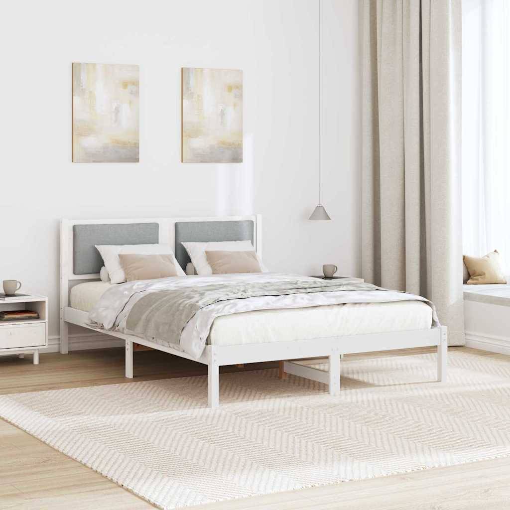 vidaXL Bettrahmen Hellgrau 140 x 190 cm Massives Kiefernholz