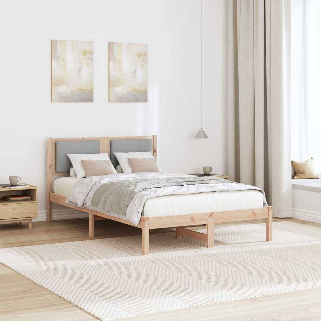 vidaXL Bettrahmen Hellgrau 120 x 200 cm Massives Kiefernholz