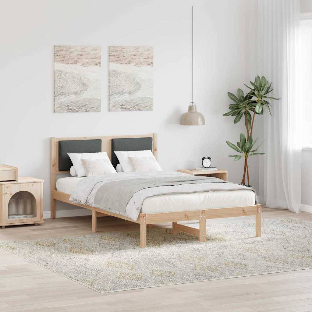 vidaXL Bettrahmen Dunkelgrau 120 x 190 cm Massives Kiefernholz