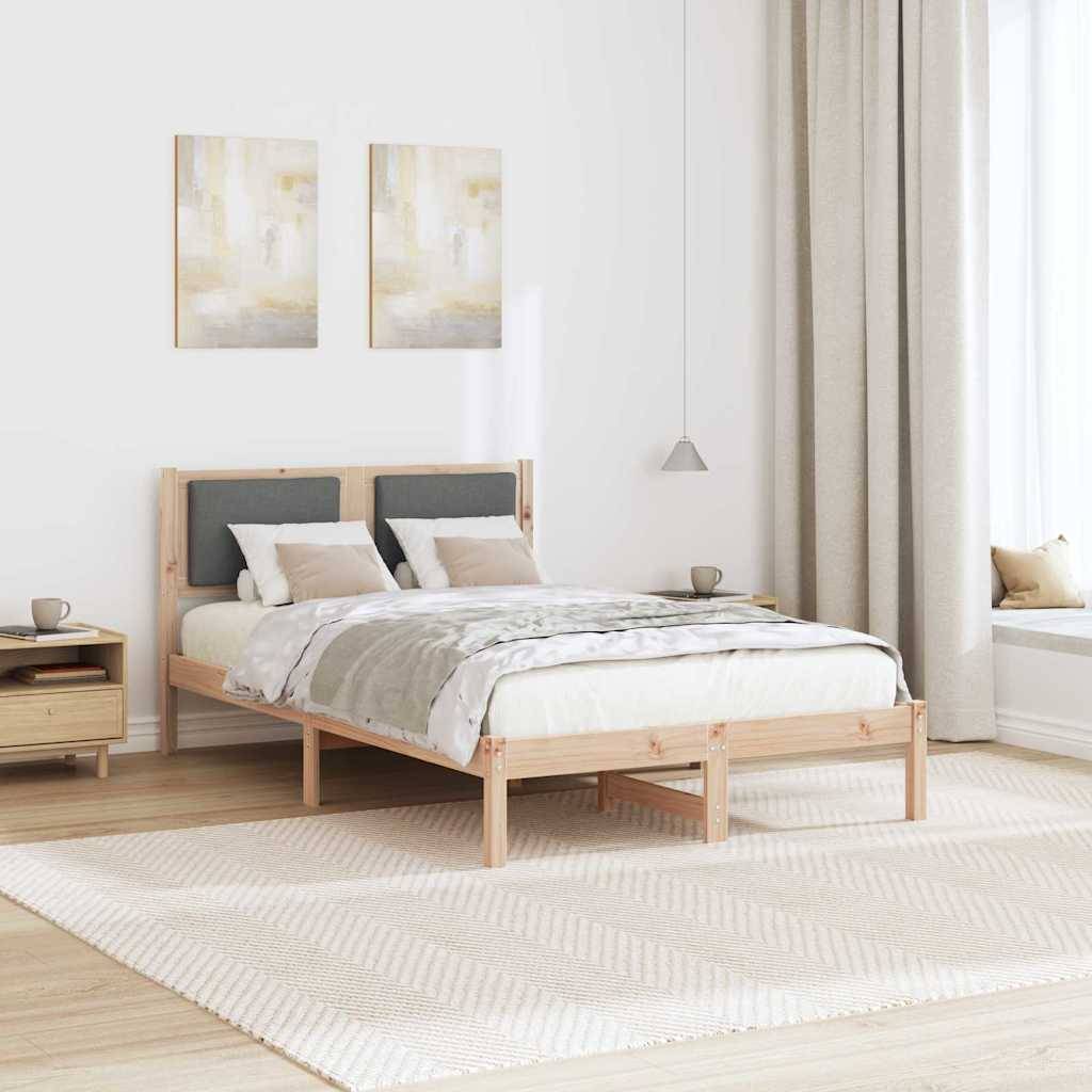vidaXL Bettrahmen Dunkelgrau 120 x 190 cm Massives Kiefernholz