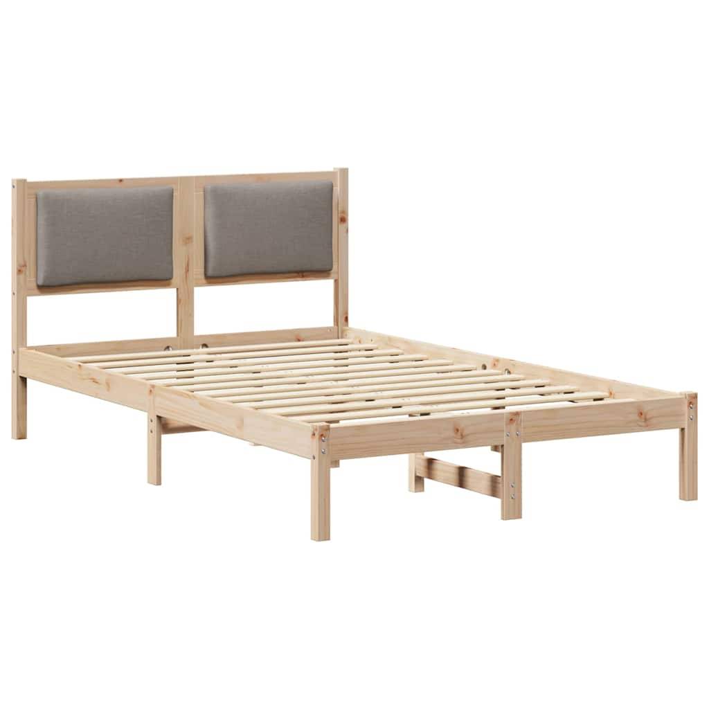 vidaXL Bettrahmen mit Kopfteil Taupe 120 x 200 cm Massives Kiefernholz