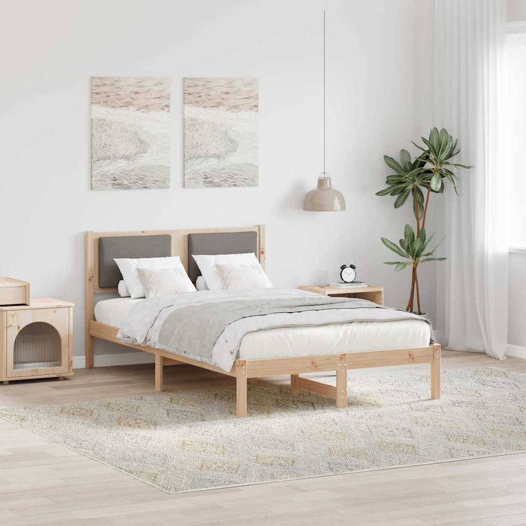 vidaXL Bettrahmen mit Kopfteil Taupe 120 x 200 cm Massives Kiefernholz
