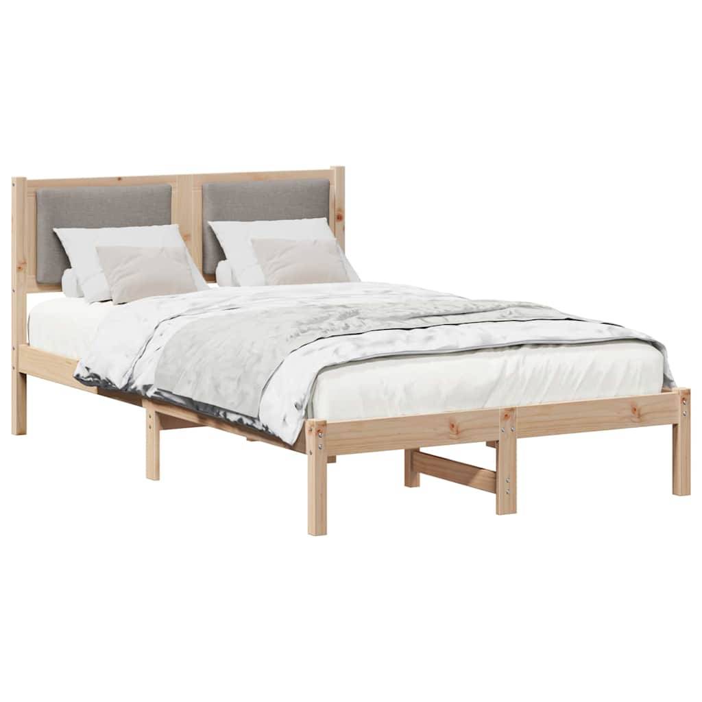 vidaXL Bettrahmen mit Kopfteil Taupe 120 x 200 cm Massives Kiefernholz