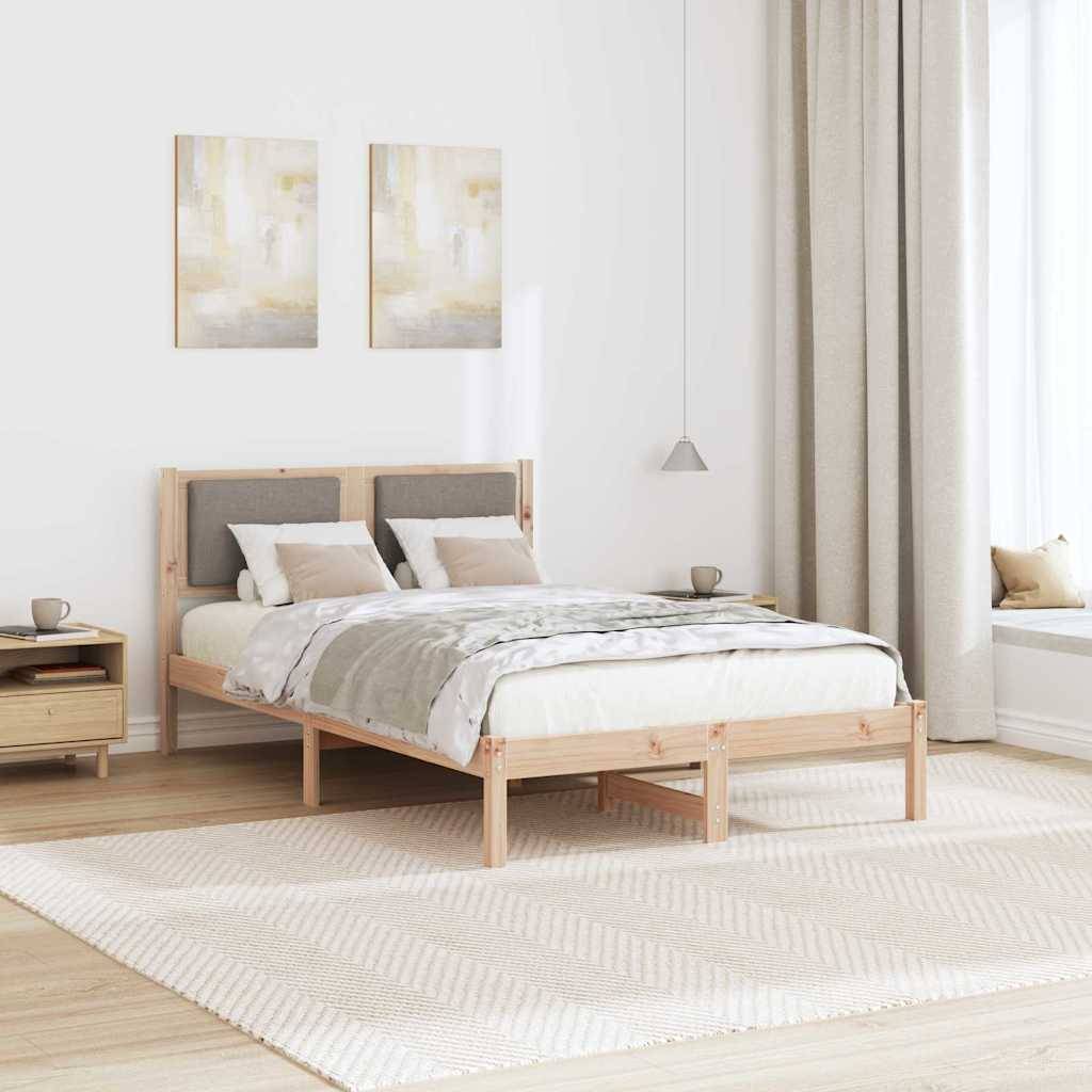 vidaXL Bettrahmen mit Kopfteil Taupe 120 x 200 cm Massives Kiefernholz