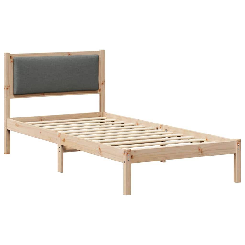 vidaXL Bettrahmen Dunkelgrau 90 x 200 cm Massives Kiefernholz