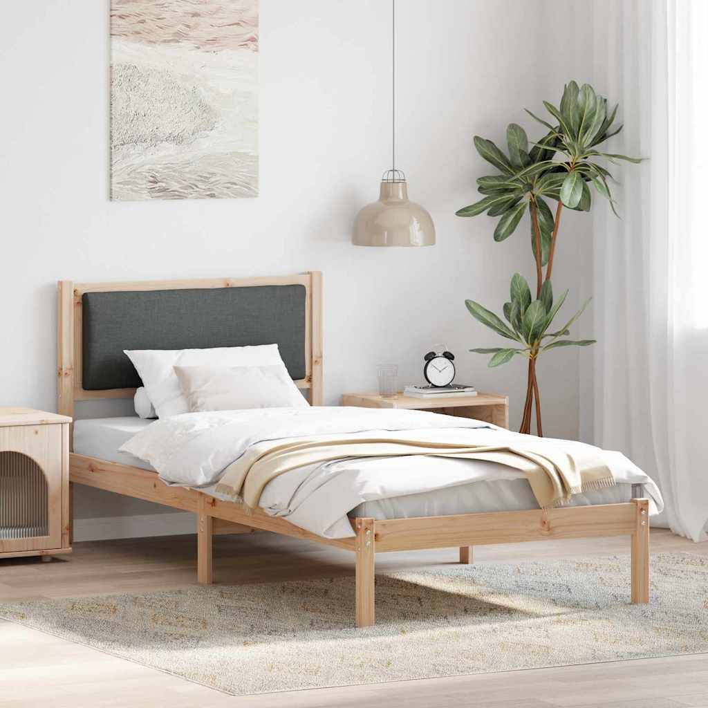 vidaXL Bettrahmen Dunkelgrau 90 x 200 cm Massives Kiefernholz