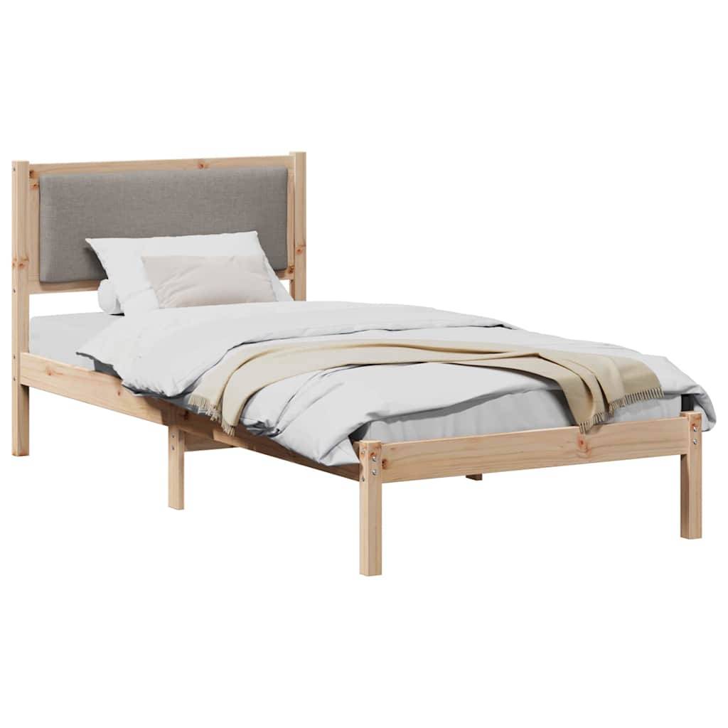 vidaXL Bettrahmen mit Kopfteil Taupe 90 x 200 cm Massives Kiefernholz